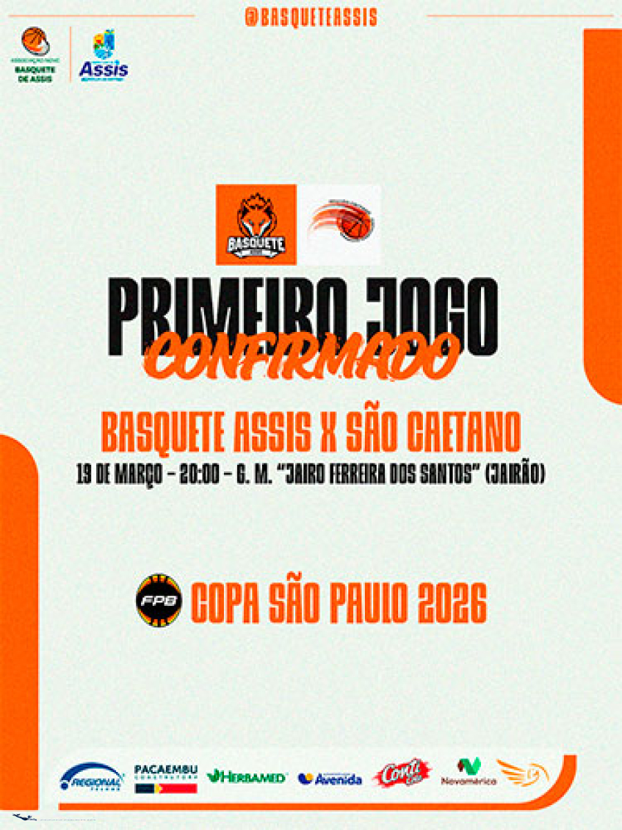 Basquete Assis confirma participação na Copa São Paulo 2026 e estreia no dia 19 de março